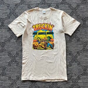Vintage Robert Crumb T-Shirt Mens Small Tan Truckin My Blues Away JC Penney 70s